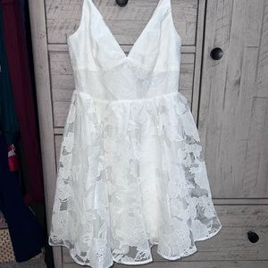 Lulu's White Floral Lace Mini Dress